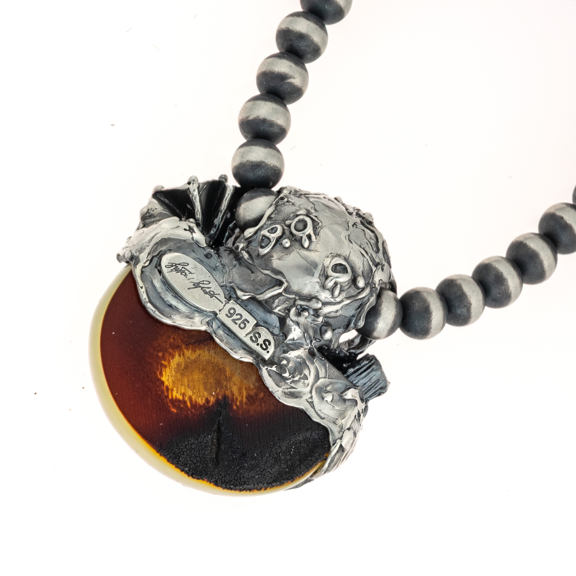 Sterling Silver and Baltic Amber Pumpkin Pendant 2